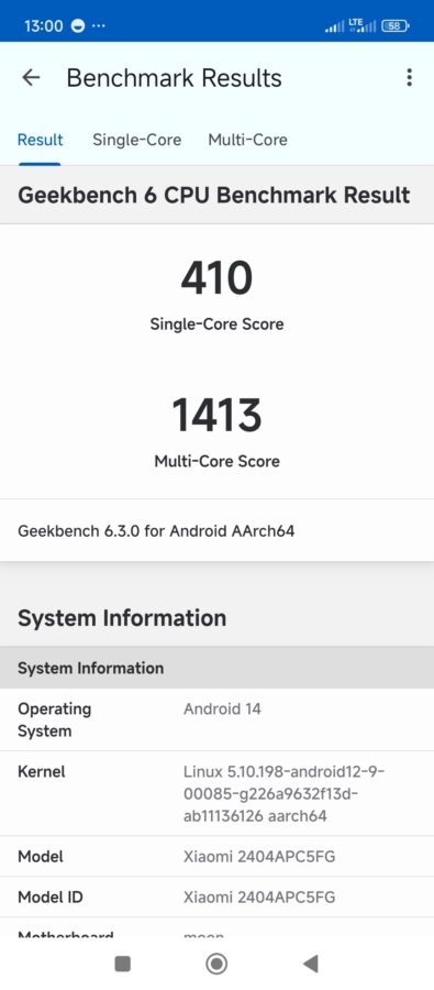 Poco M6 4G geekbench 6