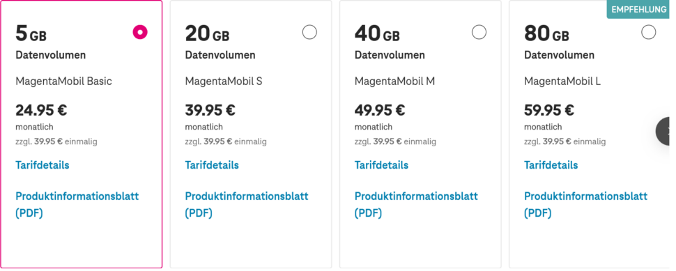 Neue Telekom MagentaMobil Tarife