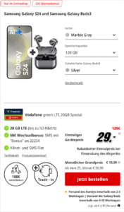 Samsung Galaxy S24 und Buds 3 und Ankauf mit Vodafone Tarif