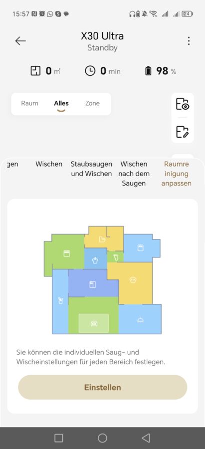 Dreame X30 App Reinigungseinstellungen 1