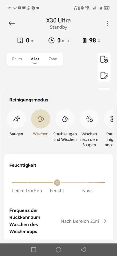 Dreame X30 App Reinigungseinstellungen 4