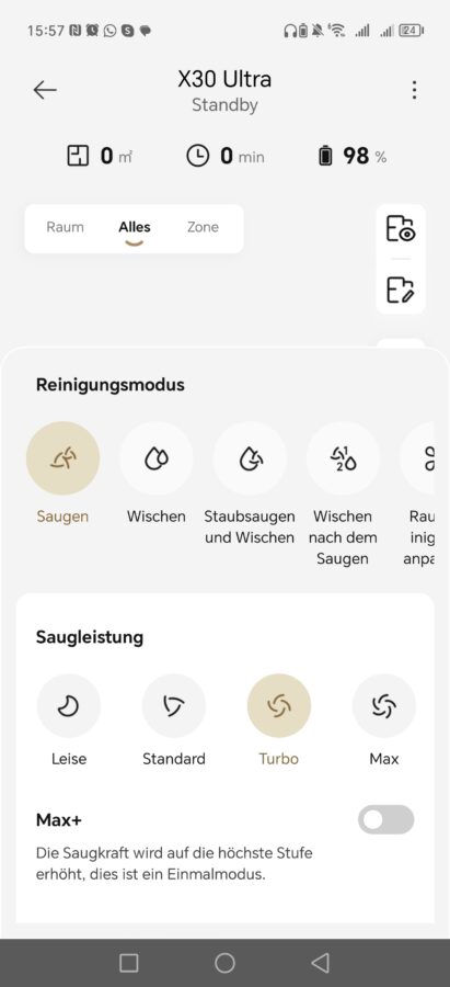 Dreame X30 App Reinigungseinstellungen 5