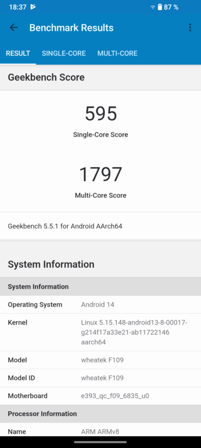 fossibot f109 geekbench5