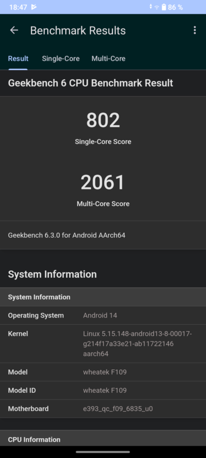 fossibot f109 geekbench6