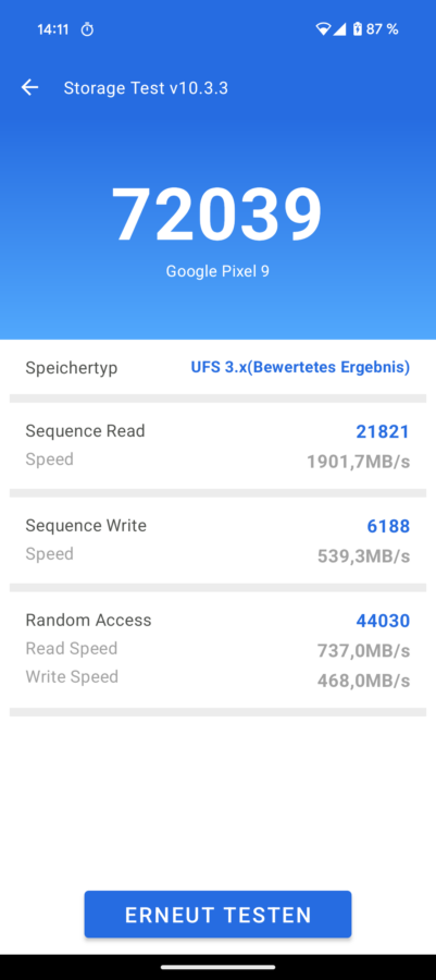 Screenshot pixel9 speicher