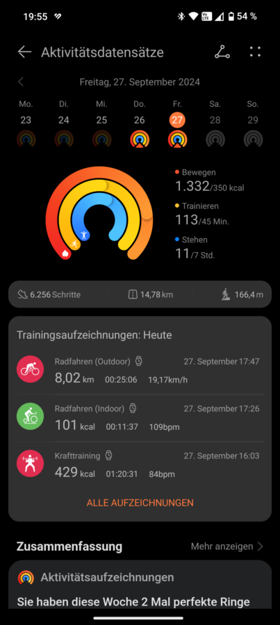 Huawei Watch D2 Test Screenshot Gesundheit 2