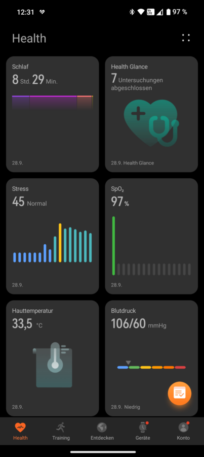 Huawei Watch D2 Test Screenshot Gesundheit 4