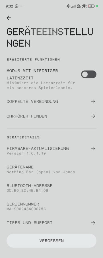 Nothing Ear Open App Einstellungen 3