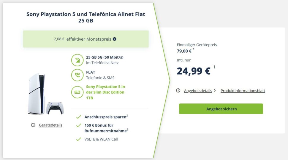 Freenet Vertragsdeal 25GB Flat PS5 September 24