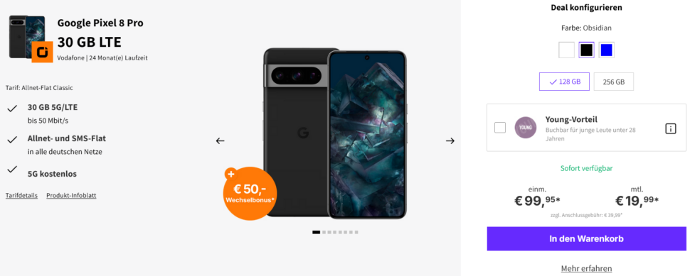 Google Pixel 8 Pro mit Otelo Tarif