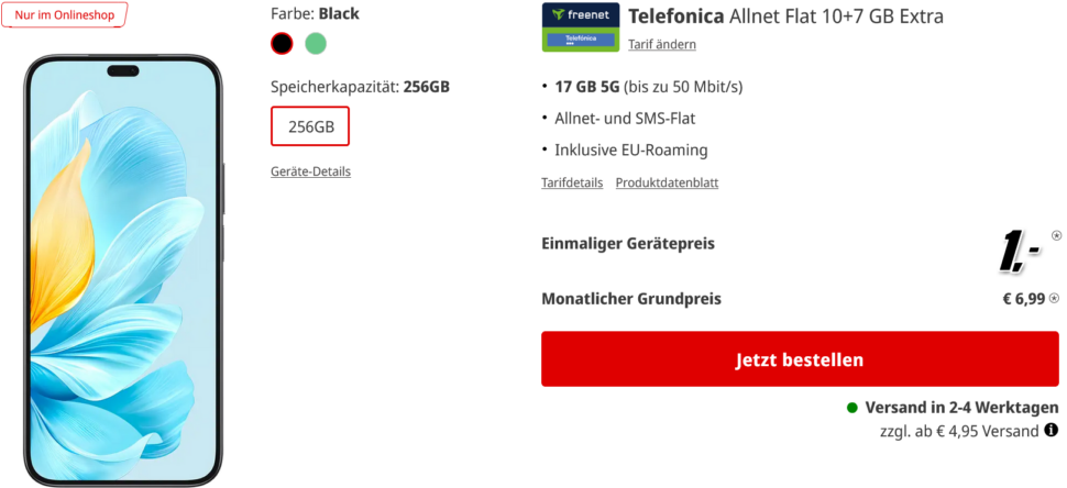 Honor 200 Lite mit Telefonica Vertrag MediaMarkt Tarifwelt