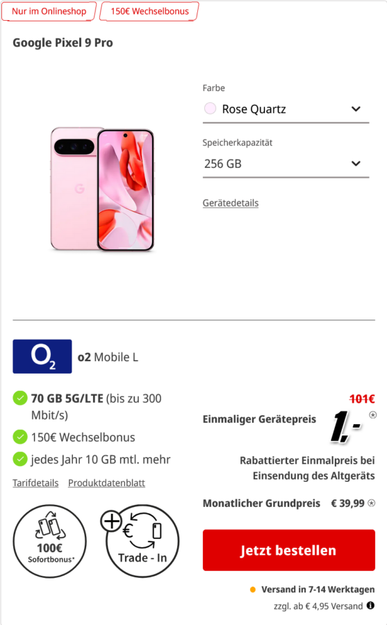 Google Pixel 9 Pro Trade In MediaMarkt Tarifwelt