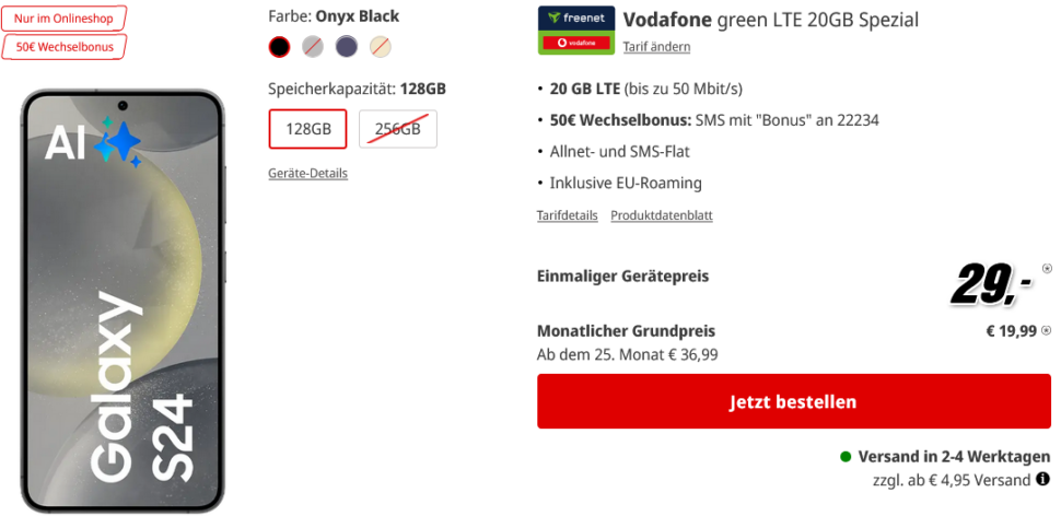 Samsung Galaxy S24 mit Freenet Vertrag MediaMarkt Tarifwelt 2