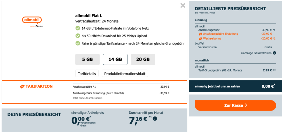 Allmobil Flat L Preisuebersicht