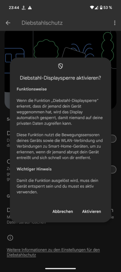 Android Diebstahlsperre Screenshot 1