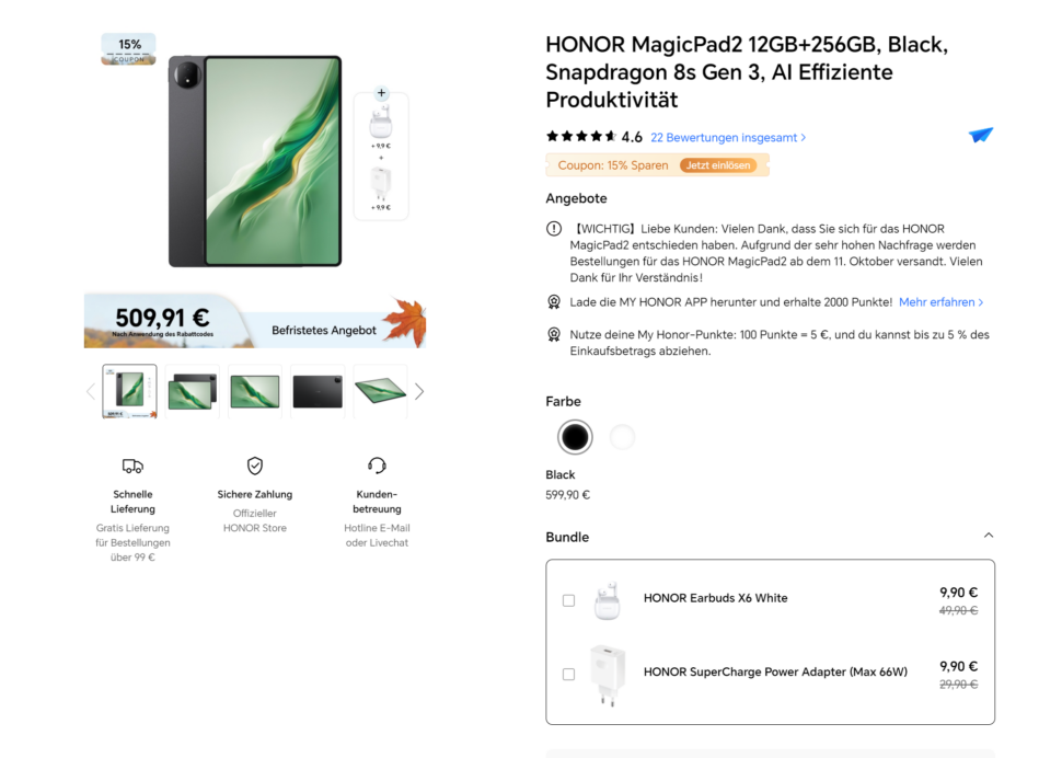 Honor Magic Pad 2 Angebot