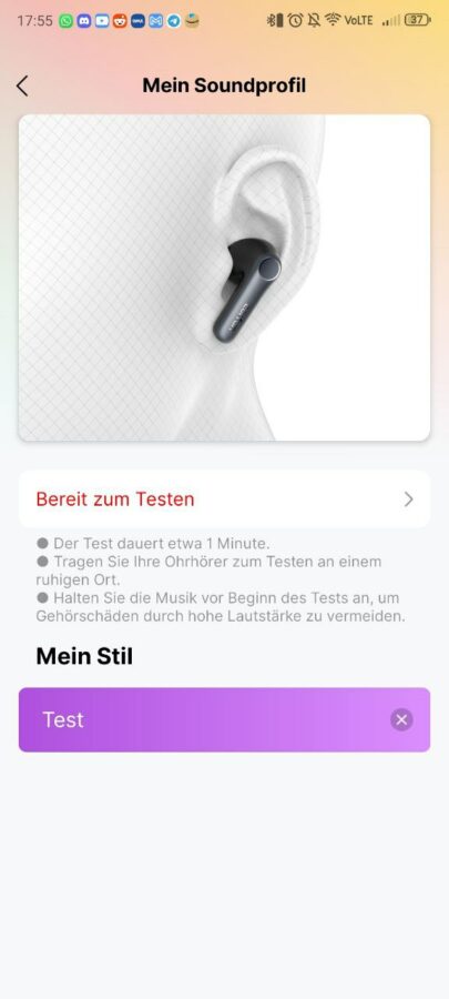 EarFun Air Pro 4 Test App 9