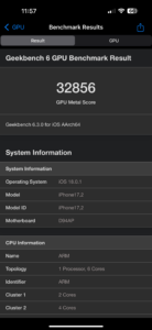 iPhone 16 Pro Max Test Geekbench GPU