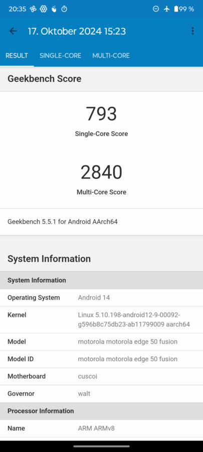 Motorola Edge 50 Fusion Geekbench 5