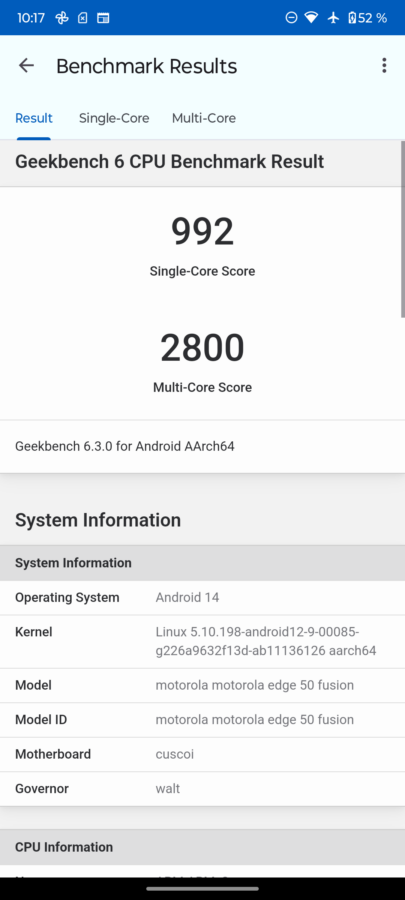 Motorola Edge 50 Fusion Geekbench 6