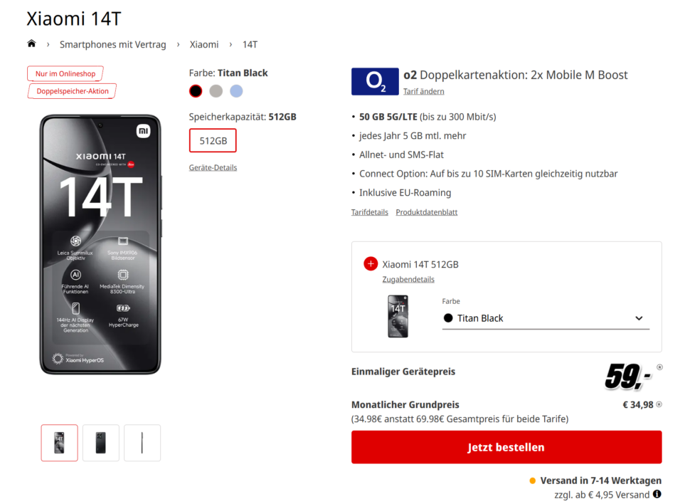 Xiaomi 14T Doppeldeal Special aktion