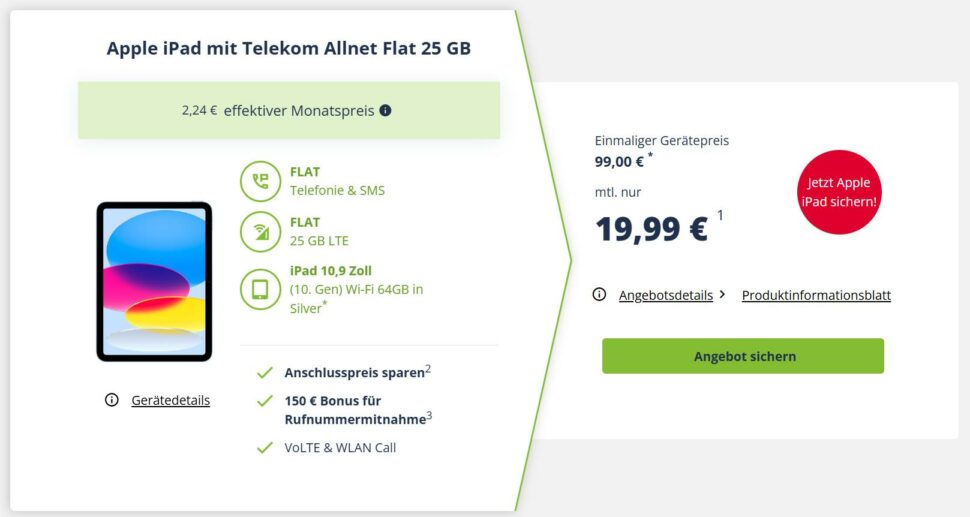 Freenet iPad Vertragsdeal Okt 24