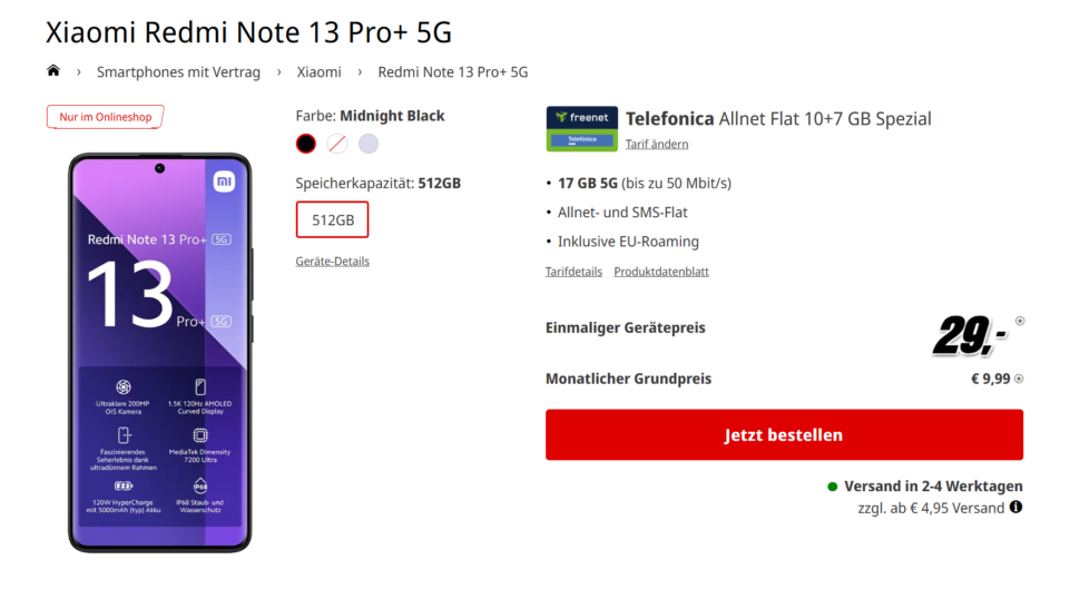 Redmi Note 13 Pro Angebot Vertrag