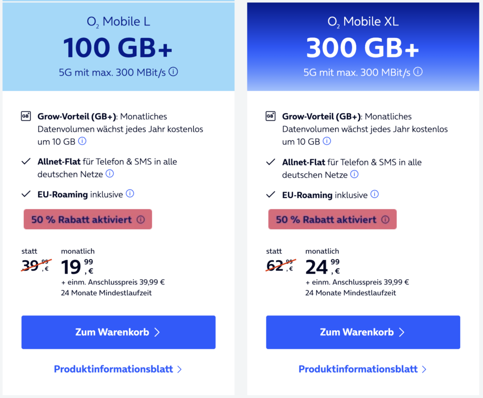 o2 mobile l und mobile xl 50 prozent rabatt