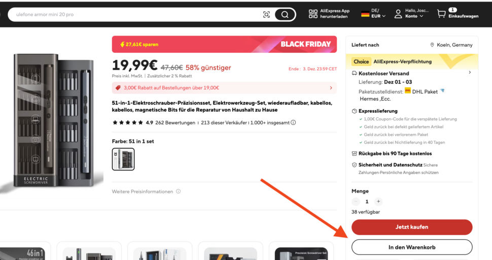 Aliexpress Gutschein eingeben 3