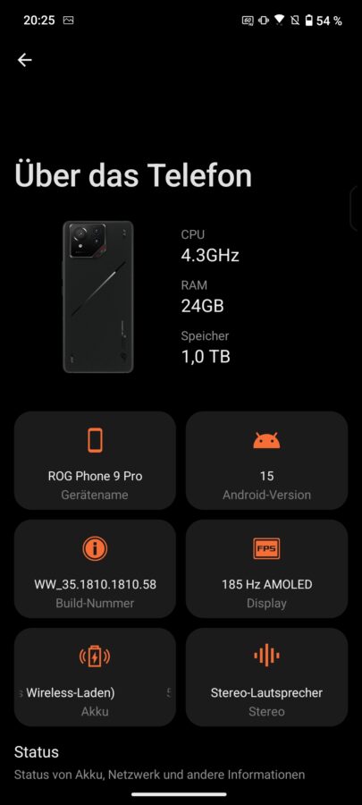 Asus ROG Phone 9 Pro System 1