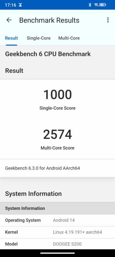 doogee s200 geekbench6