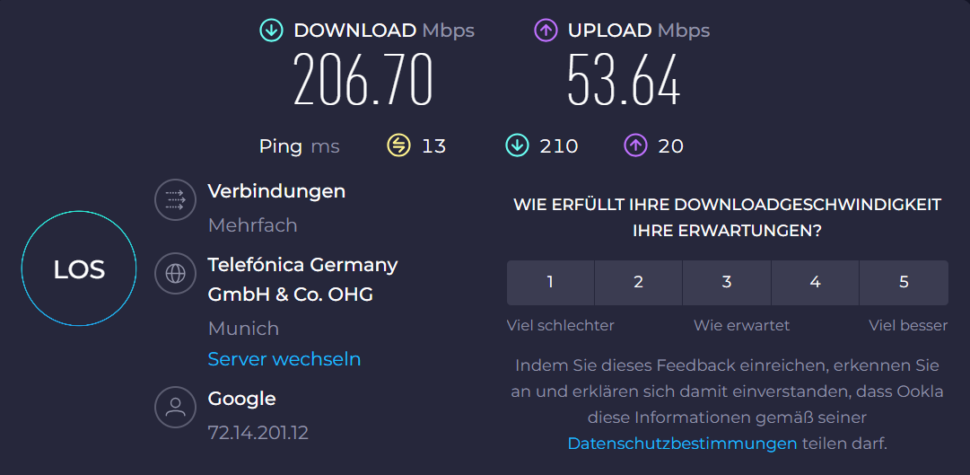 WLAN Geschwindigkaite Geekom