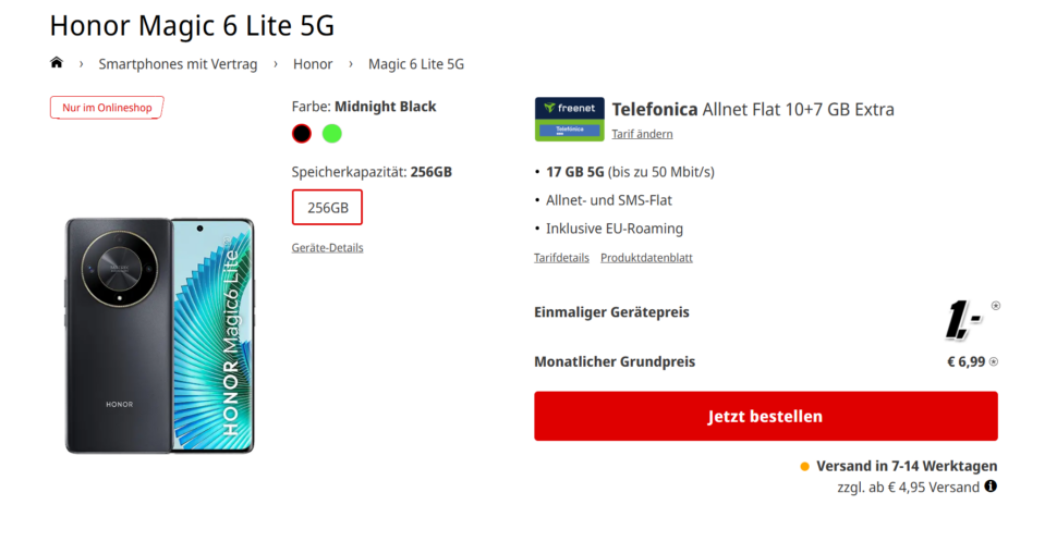 Honor Magic 6 Lite Deal Angebot MM