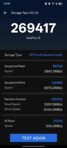 OnePlus 13 Test Screenshot Speicher Bench
