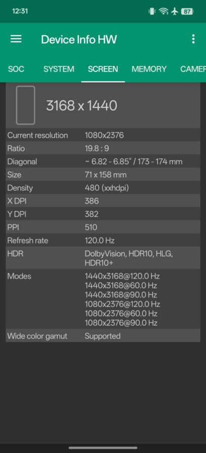 OnePlus 13 Test Screenshot Display Specs