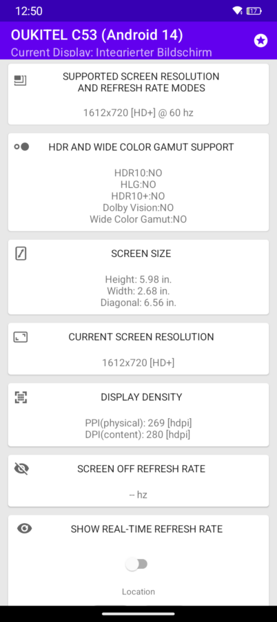 oukitel c53 display info