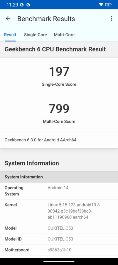 oukitel c53 geekbench6