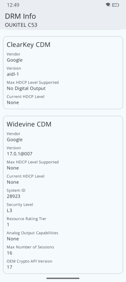 oukitel c53 widevine