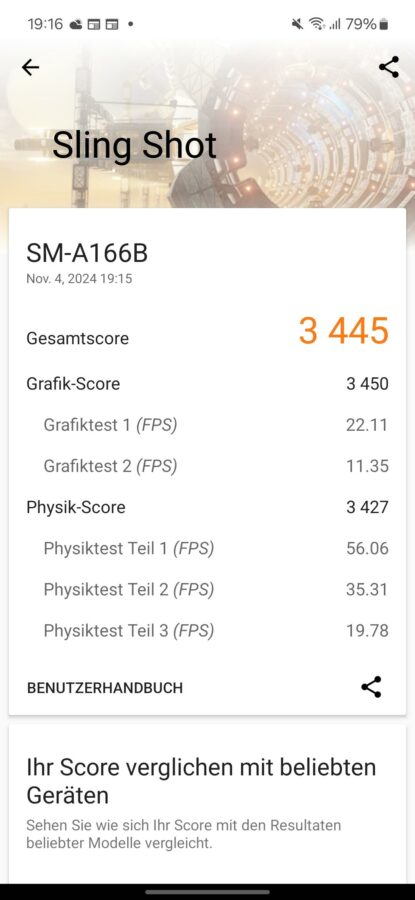 Test Samsung Galaxy A165G 3DMArk 3