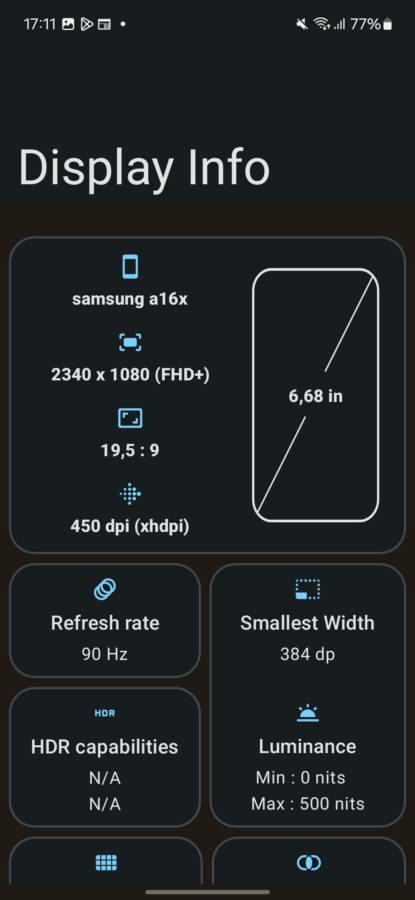 Test Samsung Galaxy A165G Display 3