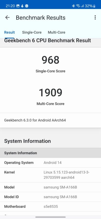 Test Samsung Galaxy A165G Geek6