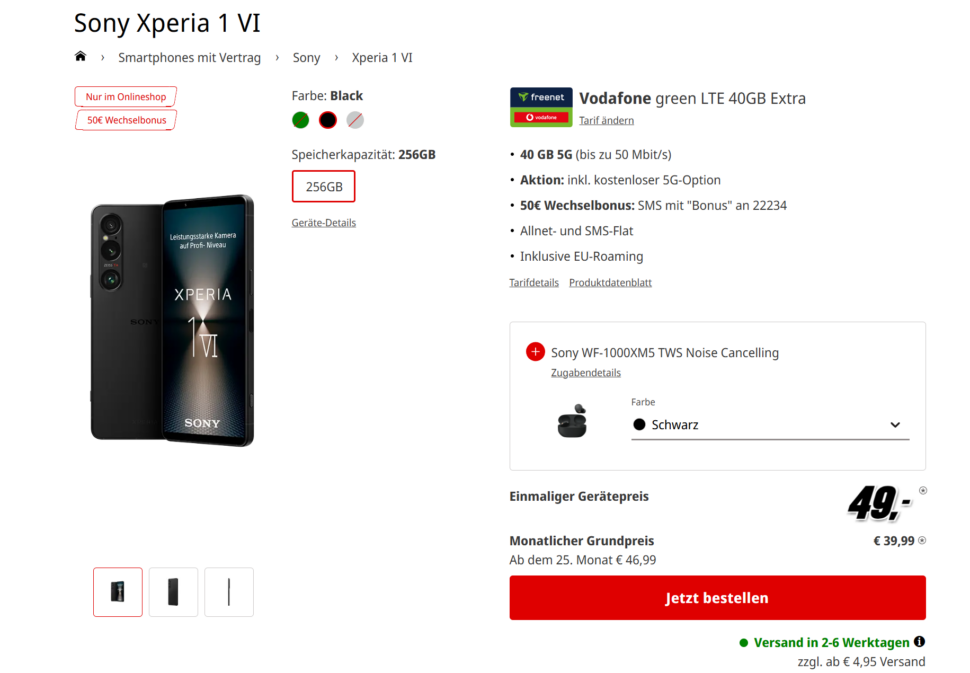 Sony Xperia 1 VI Angebot MediaMarkt