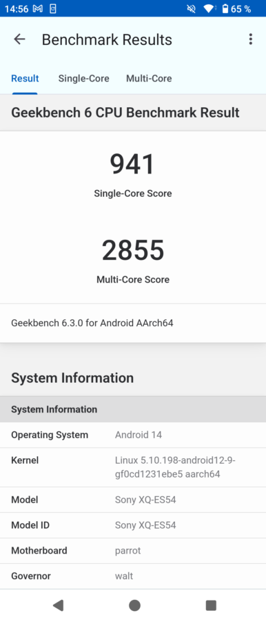 Screenshot Xperia 10vi geekbench