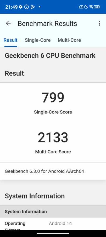 Ulefone Armor Mini 20T Pro geekbench 6