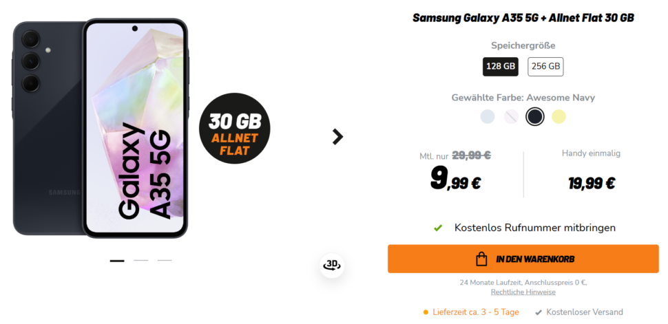 Samsung A35 Klarmobil 30GB Nov 24 1