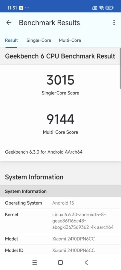 Xiaomi 15 Pro geekbench 6