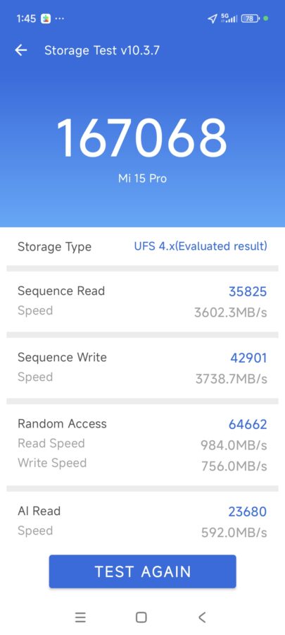 Xiaomi 15 Pro storage Benchmark