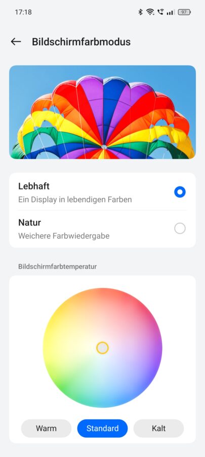 oppo reno 12f 5g display farben