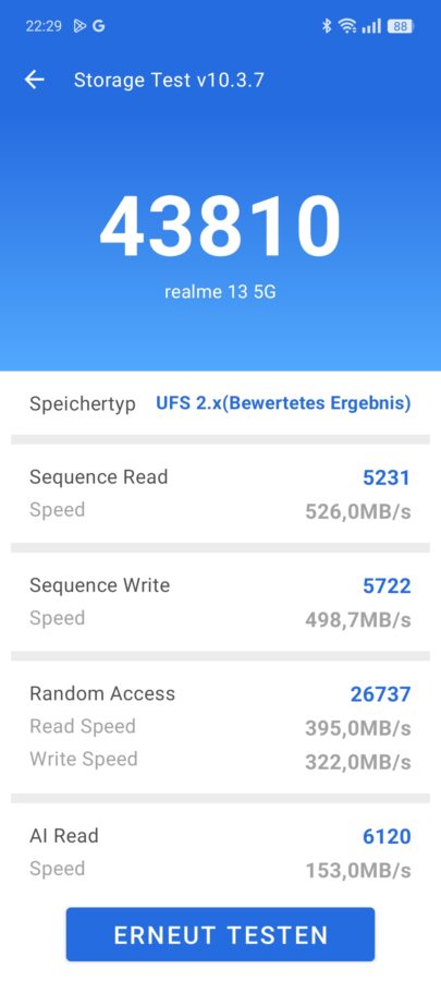 Test Realme 135G Bench Speicher