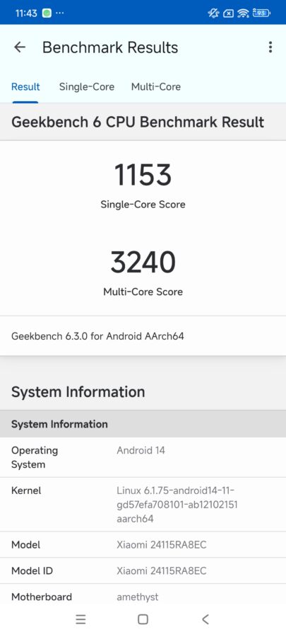 Redmi Note 14 Pro Plus geekbench 6